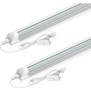 CNSUNWAY LED Shop Light 2FT, 20W 3000LM 6500K, T8 LED Tube Lights, Clear Cover, Ceiling and Utility Shop Lights, Linkable Light Fixture for Room, Garage, Workbench, Warehouse, ETL Listed (2 Pack)