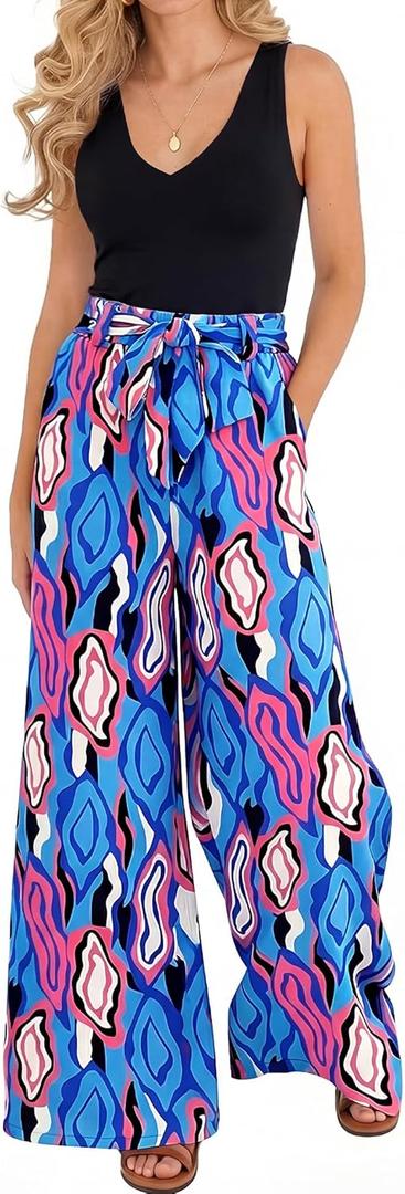 BTFBM Two Piece Sets For Women Summer 2026 Spring Outfits Casual Sleeveless Wide Leg Pants Sets Beach Vacation Clothes (XL)
