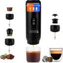 3 in1 Portable Espresso Machine with LED Display,20 Bar Pressure,Real-Time Temp&Battery Indicator,Portable Coffee Maker Compatible with Ground Coffee & Capsules, for Travel,Home & Office