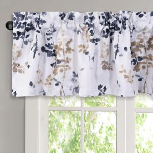 H.VERSAILTEX Valance for Kitchen Windows/Bathroom/Living Room/Bedroom Blackout Window Valance Thermal Insulated Rod Pocket Valance Curtains, 52" W x 18" L, 2 Panels, Stoneblue/Taupe