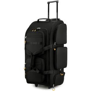 Searock 90L Rolling Duffle Bag with Wheels and Handle, 31 Large Duffle Bag for Travel, Carry On Luggage Duffel Bag with Shoe Compartment, Multi-Pocket, Water Resistant, Black