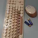 Fogruaden Wireless Keyboard and Mouse Combo, Retro Typewriter Full-Size Keyboard with Number Pad and Cute Mouse, Gradient Colorful Computer Keyboard for Windows PC Desktops Laptop