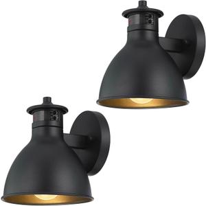2 Pack Outdoor Motion Sensor Light, Anti-rust Waterproof Wall Light Fixtures, Dusk to Dawn Outdoor Lighting, A19 Base Outdoor Lights for Patio Garage Porch Barn House Garden Backyard (Bulbs Included)