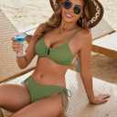 Blooming Jelly Womens Sexy 2 Piece Bikini Sets Cheeky High Cut Bathing Suit Color Block Textured U-Wire Swimsuits 2026 (Green, S)