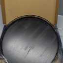 12" Oak Bathroom Vanity Tray Turntable for Perfume Candle, Round Wooden Decorative Tray for Kitchen Sink Countertop Organizer, Bathroom Counter Organizer for Skincare Makeup, Farmhouse Black Gold