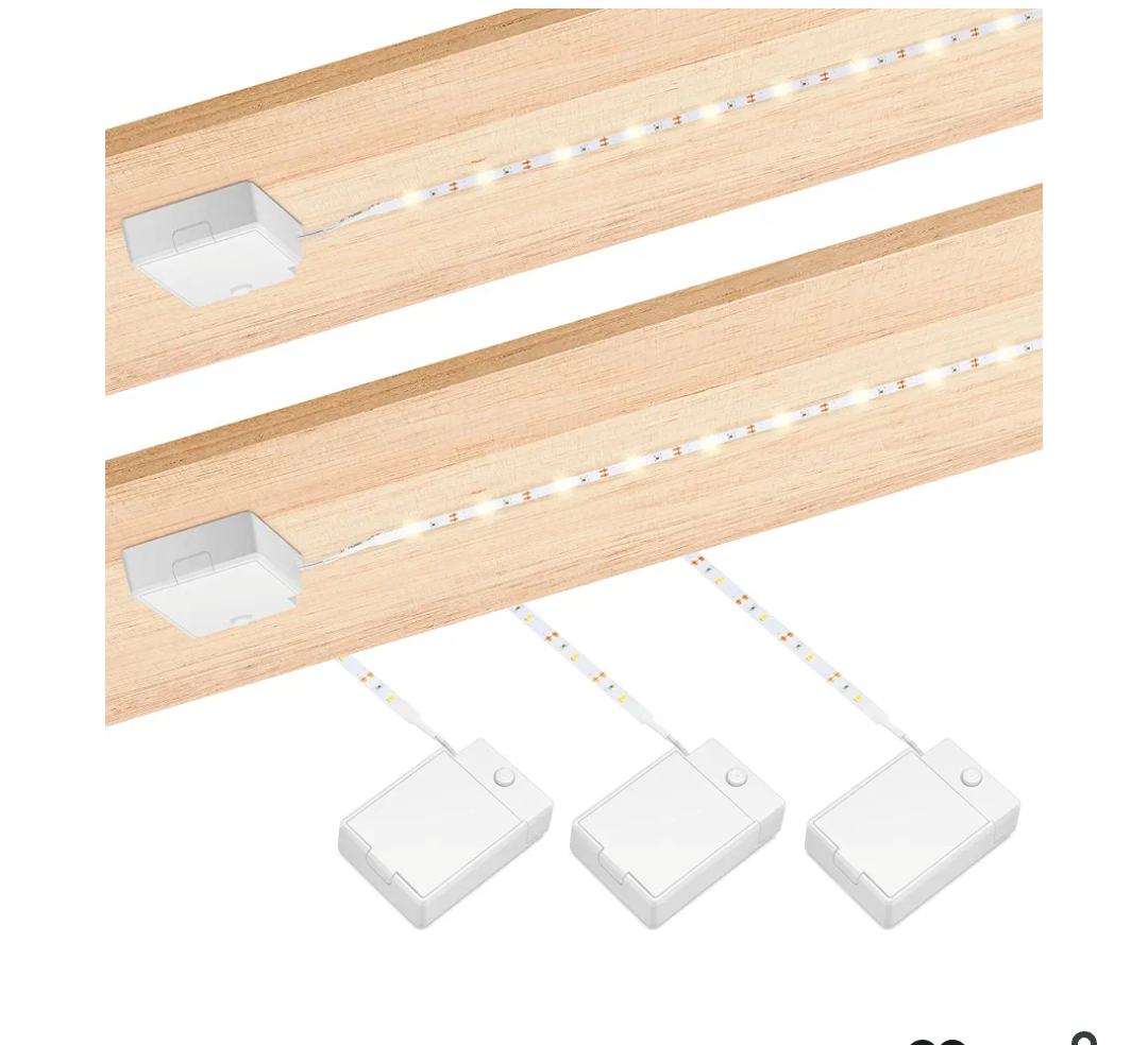 3.28ft Indoor Battery Powered LED Strip Lights Under Cabinet Stick on Lights Under Cabinet Kitchen Led Lights Short Led Strip Lights Battery Led Light x 3 Pack 3000K, Without Batteries
