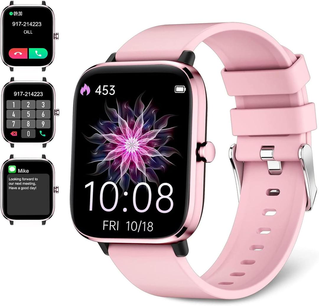 Smartwatch for Women - Call, Fitness Tracker, Heart Rate & Sleep Monitor, 1.69" Touch Screen, Waterproof - For Android & iPhone, Pink