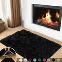 Mugorn Black Rugs for Bedroom, 2x3 Feet Fluffy Area Rugs for Living Room, Soft Shag Kids Rug Small Carpet with 4 Non-Slip Rug Pads (2ft x 3ft, Black)