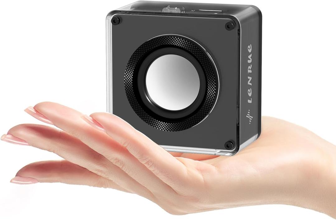 LENRUE Mini Bluetooth Speaker,Wireless Portable Speakers, 5W Small Speaker with Clear Sound, Support TWS/TF Card, Lanyard Design for Hiking, Biking, Trip, Gift for Men/Women/Boys/Girls (Black)