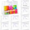 20 PCS Clear Plastic Gift Bags with Handles, 12 x 10 x 15 Inches Large Transparent PP Frosted Bags with Ribbon, Reusable Tote Bag for Party Favor, Baby Shower, Graduation, Wedding, Birthday