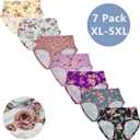 Womens Underwear Plus Size Panties 7 Pack Ladies Briefs Mid High Waist Floral Underwear Undies (XL)