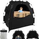 Blackout Tent for Pack N Play: Portable Baby Sleep Pod with 1-Click Setup, Mini Crib Cover with Monitor and Fan Pouches, Blocks 95% of Light, Travel Crib Canopy