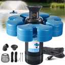 RELIY Pond Fountain Aerator, 1HP 110V 15000 GPH Fountain Pump, Fully Automatic Powerful Lake Floating Fountain, 100 FT Power Cord, 2x100 FT Traction Rope, Pond Fountains For Large Ponds