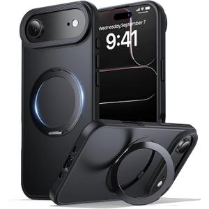 for iPhone Air Case with Stand,Fits MagSafe,Military Drop Protection,Build in Kickstand,iPhone Air Phone Case 6.5" Matte Black