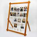 FramePro Freestanding Photo Display Board with Clips, Stable Tabletop Picture Frame Stand Holds 30+ Photos, Graduation Centerpiece Decorations 2026, Wooden Board for Photos, Artworks (Walnut)