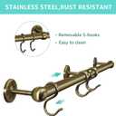 ROTHLEY Stainless Steel Hanging Pot Rack Hanger: 23.7 Inch Pot and Pan Hanger Wall Mounted Hanging Pot Bar Rack Heavy Duty Pot Hangers Kitchen Rail with 8 S Hooks (Antique Brass)