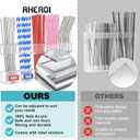 Aheroi Straw Holder, 3 Pack 9.5Large Adjustable Straw Organizer for Cabinet Door, Drinking Straw Sign Holder with Ultra Sticky Double Sided Adhesive Tape&Labels, Kitchen Accessories Container