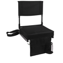 Stadium Seat with Back Support Bleacher Chair with Back and Cushion High Back Includes Shoulder Strap and Cup Holder, Black