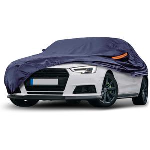 Navy Blue Heavy Duty Waterproof Car Cover for Sedan 185"-191" - All-Weather UV Protected Outdoor Full Exterior Cover with Sun/Snow/Rain Resistance