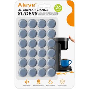 Aieve Appliance Slider, 24 Pcs Small Appliance Rollers Kitchen Gadgets, Self Adhesive Caster Wheels Kitchen Finds Home Must Have Countertop Accessories for Mixer Coffee Maker Air Fryer