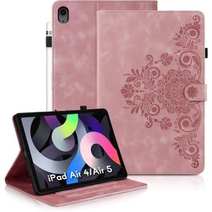 Mantala Funda para for iPad Air Case 4th Generation, Soft Touch Faux Leather with Card Slots and Kickstand, Water-Proof Precise Cutouts Compatible with iPad Funda para iPad Air M2 11 inch Case Pink