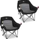 2 Pack Oversized Camping Chairs for Adults Heavy Duty Outdoor Folding Chairs Padded Portable Lawn Chairs XL Camp Chairs with Cup Holder Suproot 500 lbs (Black & Grey)