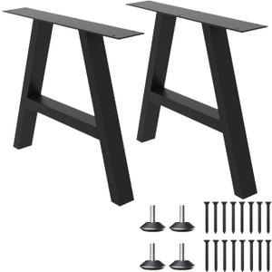 Orgerphy 16 Black Trapezoid Metal Bench Legs (2PCS) | Heavy Duty Table Legs Furniture Legs for Bench | with Screws and 4pcs Adjustable Floor Protectors | Mid Century Modern Desk Legs Furniture Legs