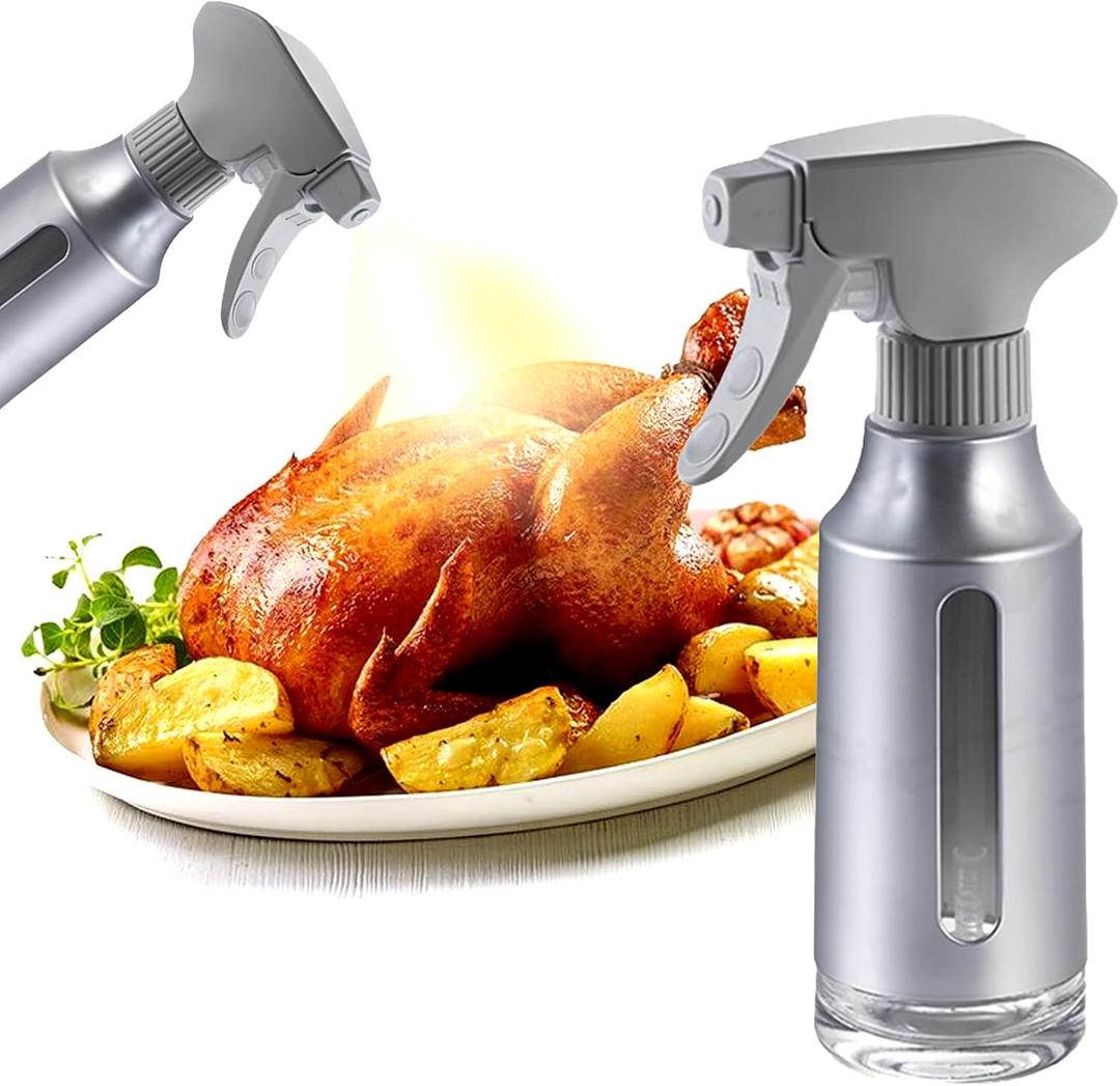 Oil Sprayer for Cooking,ABS Plastic Olive Oil Mister for Air Fryer Frosted Gray Nozzel Oil Dispenser Bottles Fat Reduction Glass Oil Control Spray Pot 6.35oz/180ml Capacity