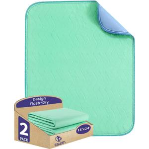 Washable Underpads, Super Absorbency Reusable Bedwetting Incontinence Pads for Kids, Adults, Elderly, and Pets - Waterproof Protective Pad for Couch, Sofa, Floor, Bed (500 Washes) (2 Pack - 18"X24")