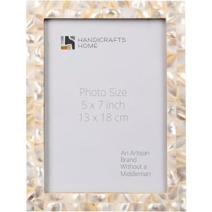 Handicrafts Home Mother of Pearl Picture Frame 5x7, Decorative Photo Frame for Tabletop or Wall, Handmade Shell Mosaic Frame, Modern Home Decor, Gift Picture Frame, White