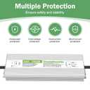 24V Power Supply 300W, 90-130V AC to 24V DC 12.5A Converter, IP67 Waterproof LED Driver, 24 Volt Low Voltage Transformer, Adapter with 3-Prong Plug for LED Light, Outdoor Indoor Use