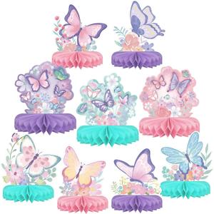 Butterfly Birthday Party Supplies Kit - Butterfly Themed Honeycomb Centerpiece Table Decorations for Kids' Butterfly Themed Birthday Party Decorations