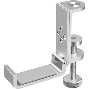 Foldable Headphone Stand Hanger Holder, Universal Headphone Clamp Hook, Under Desk, Save Space, Aluminum, Platinum Silver