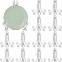 LonlyEagle 12 Pack 6 Inch Clear Plastic Easels or Stand/Plate Holders to Display Pictures or Other Items at Weddings, Plate Stands for Home Decoration, Birthdays, Tables