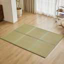Japanese Tatami Mat,(Queen, 79" x 59" x 0.5") 100% Rush Grass Portable Folding Mat Futon Mattress Firm Traditional Floor Bed (Queen), 4'11" x 6'7"