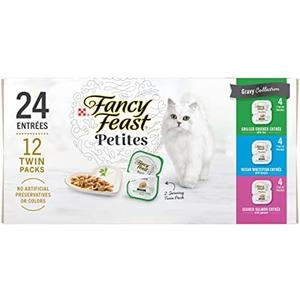 Purina Fancy Feast Gourmet Wet Cat Food Variety Pack, Petites Gravy Collection, break-apart tubs, 24 servings - (Pack of 12) 2.8 oz. Tubs