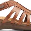 Clarks Women's April Belle Flat Sandal (9 Wide, Tan Leather)