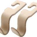 AMVOYOA U-Shaped Car Leather Hooks Car Purse Holder, Headrest Hooks for Car, Back Seat Organizer - Elevate Your Travel Experience!(Beige)
