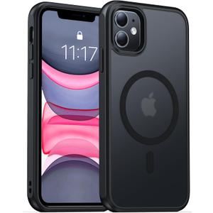 2 x Magnetic for iPhone 11 Phone Case-Compatible with MagSafe-Slim Translucent Matte-Military Grade Drop Protection Phone Case for iPhone 11 6.1",Translucent Black