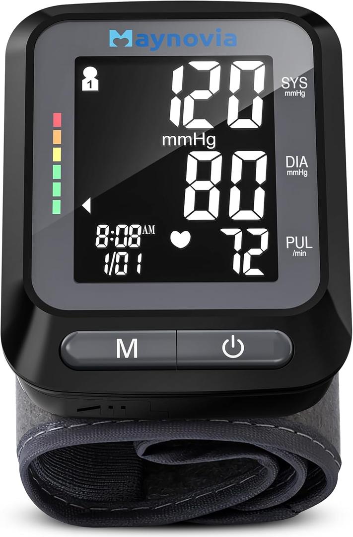 Wrist Blood Pressure Monitor - Automatic Blood Pressure Cuff for Home Use, Digital BP Monitor Wrist with Large Backlit Display, BP Cuff Wrist for Adults, 2x60 Memory, Fits 5.3"-8.5" (Black)