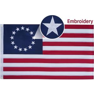 AMZFLAG American Betsy Ross Flag 3x5 ft 250 Anniversary Embroidered 13 Stars Colonial Flags Heavy Duty US United States 13 Colonies Flag with 2 Brass Grommets