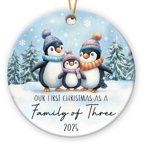Family Christmas Ornament 2025, Family of Three First Christmas Ornament, New Parents Gifts for Couples, New Baby Gift for Mom Dad, Gift for Husband, Wife