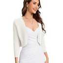Bbonlinedress Plus Size Womens Summer Cropped Easter Cardigan Casual Bolero Short Shrugs Open Front Knit Easter Sweater Ivory XL
