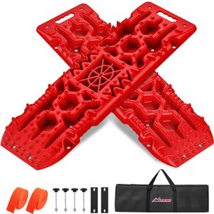 Nilight Recovery Off-road Traction Boards with Jack Lift Base 2 Pcs Red