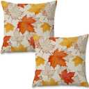 Fall Maple Leaf Decor Pillow Covers 18x18, Cozy Fall Home Bedroom Living Room Decor Aesthetic, Set of 2 (Fall-two-09)