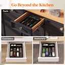 Lifewit Silverware Drawer Organizer Tray, Plastic Cutlery Storage for Kitchen, Flatware and Utensil Holder Divider for Spoons Forks Knives Tableware, 9.1 x 12.6", 5 Slots, Black