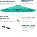 10FT Patio Umbrella, Outdoor Umbrella with Push Button Tilt and Crank, 8 Sturdy Ribs, UV Protection & Waterproof Market Umbrella for Pool, Backyard, Beach,Deck (Cerulean), 10 feet diameter, standard pole length
