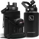 NATURE PIONEOR 1 Gallon Insulated Water Bottle - Double Vacuum Stainless Steel 128 oz Water Bottle with Holder/Carrier, Wide Mouth 1 gallon Water Jug for Outdoor Sports, Hiking, Camping, Gym