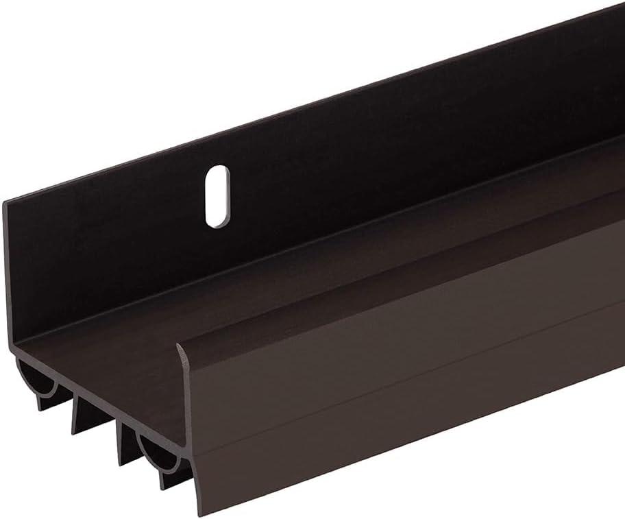 PVC Slide-On Door Bottom | Adjustable Plastic Weatherstrip Door Bottom with Drip Cap | 3 Feet (36-Inch) | for 1 3/4 Doors | Brown | Fits Gaps 3/8 to 7/8 | Made in The USA