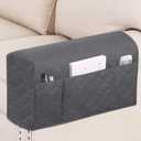 Turquoize 2 Pack Waterproof Armrest Covers for Chairs and Sofas Couch Arm Covers for Sofa Armrest Covers with Side Pocket Anti-Slip Furniture Protector Washable Armrest Slipcovers Set of 2, Gray